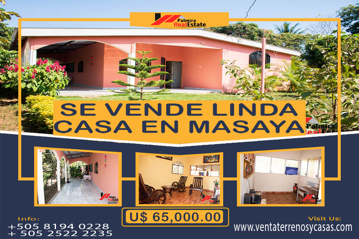 VENTA DE CASA CON TERRENO EN MASAYA