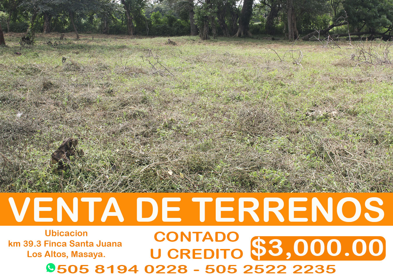 terrenos en venta credito u contado en masaya