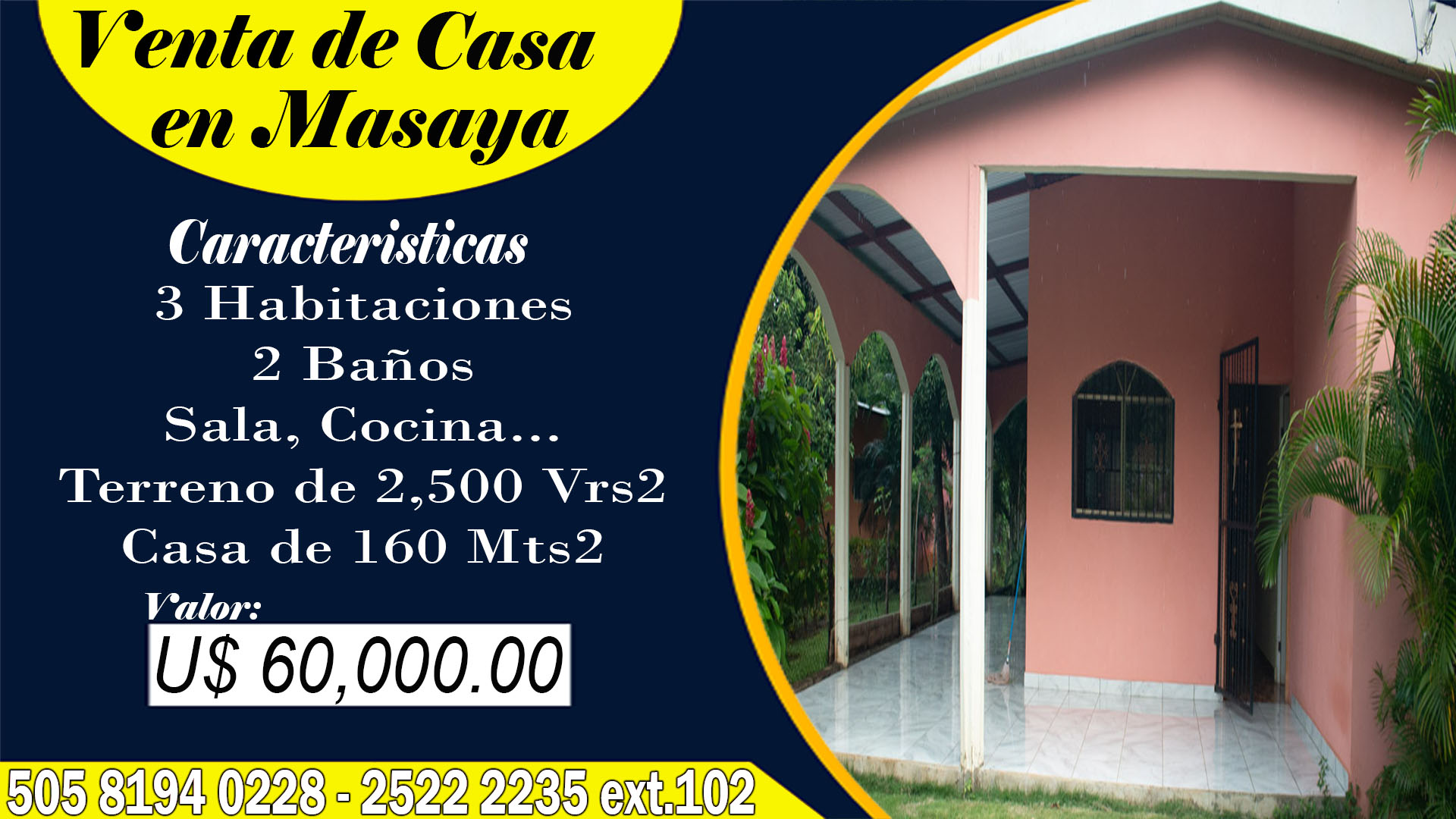 Venta de casa en Masaya