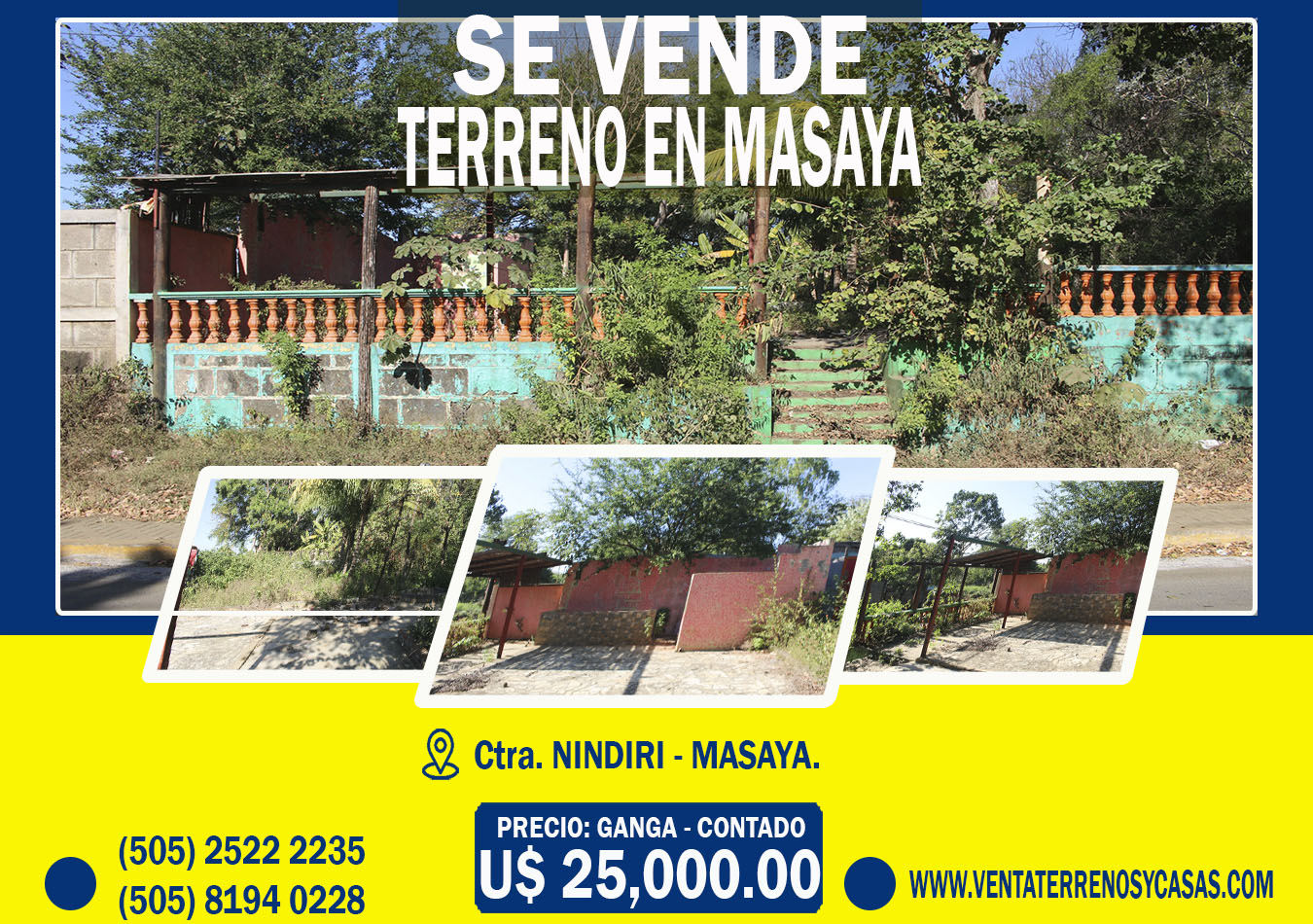 VENDO TERRENO EN CAMINO VIEJO NINDIRI, MASAYA