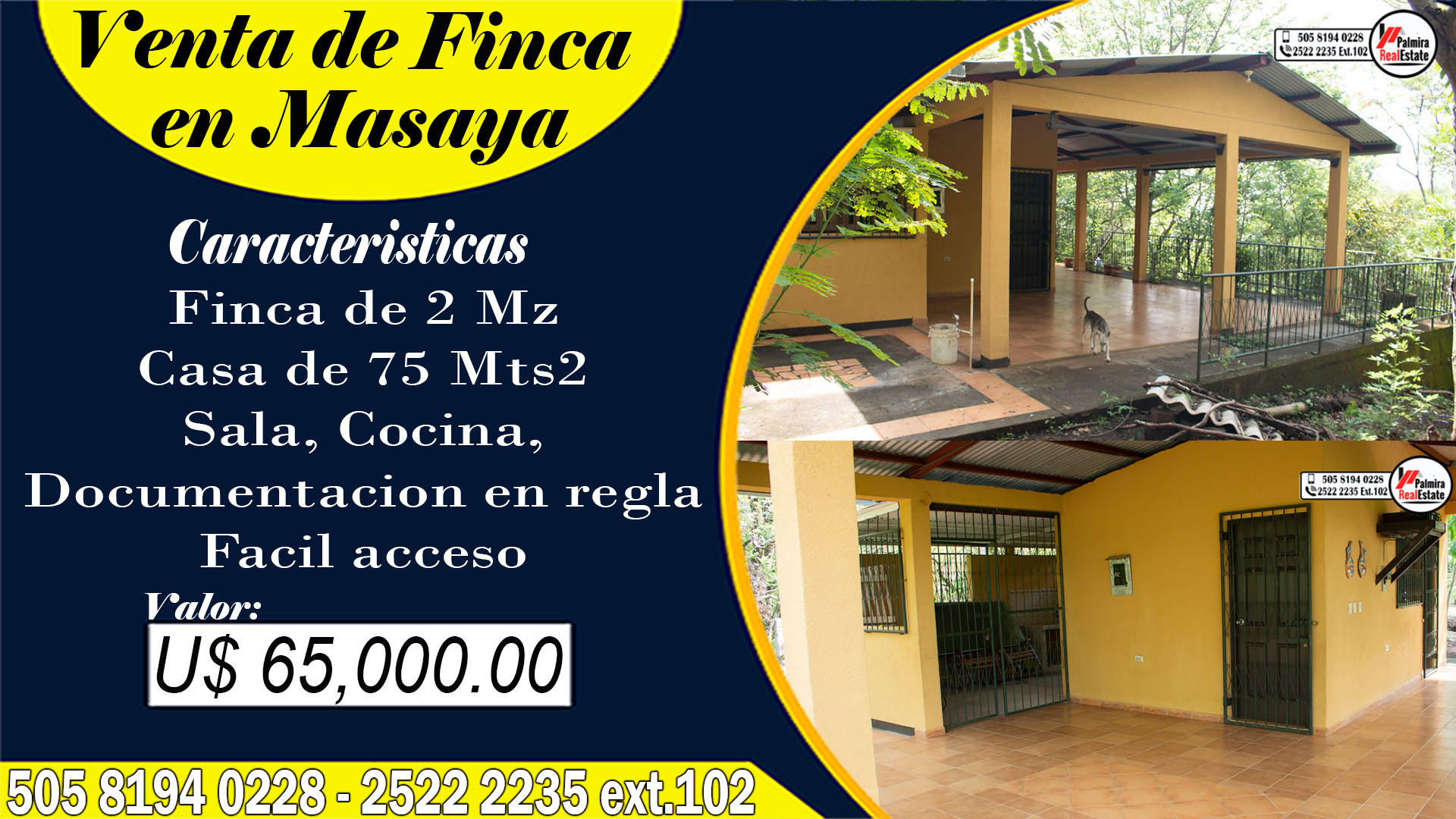 se vende finca con casa en masaya