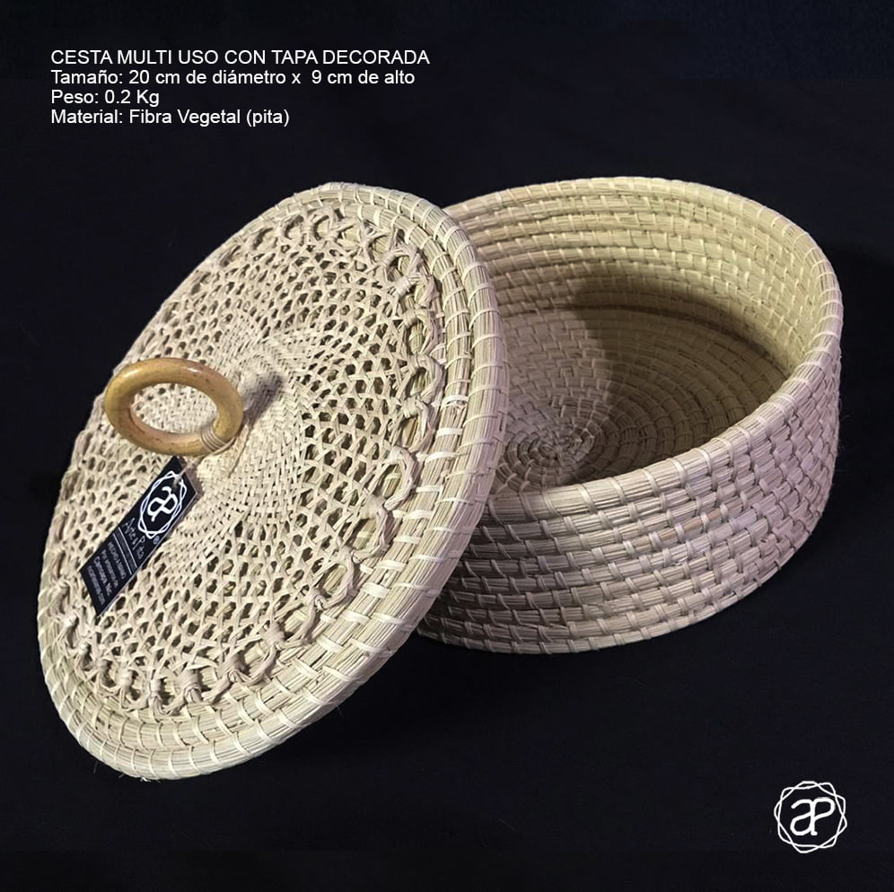 Cesta multi uso con tapa decorada